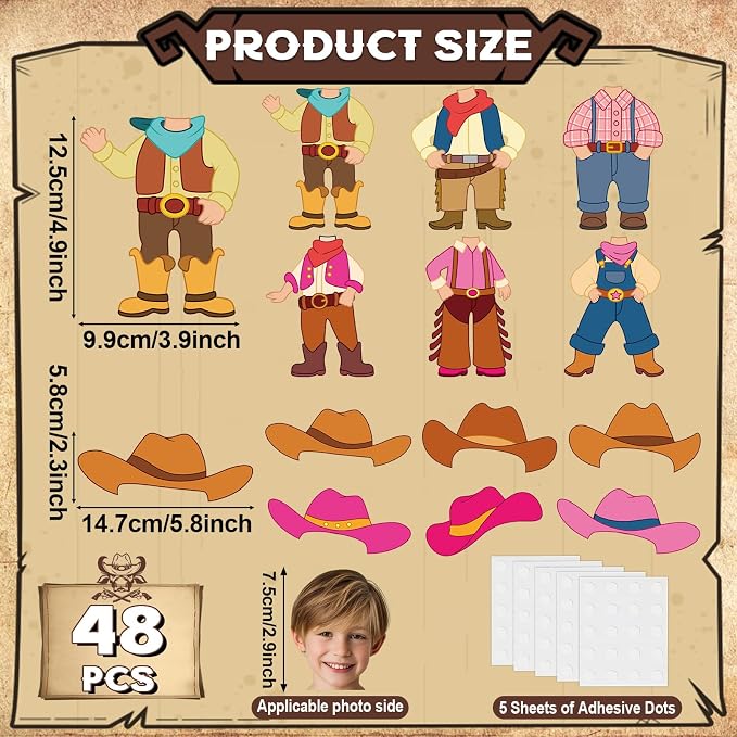 48Pcs Western Cowboy Hat Cutouts Bulletin Board Decorations Pink Cowgirl Paper