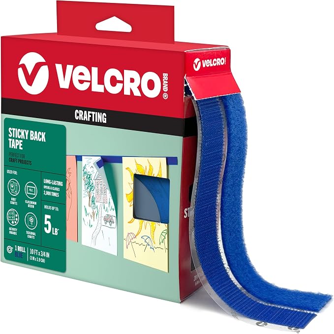 VELCRO Brand Colors | Blue Sticky Back Tape | 10ft Roll