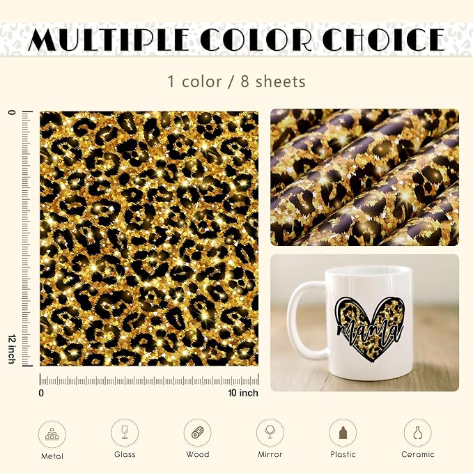 Tintnut Leopard Permanent Vinyl 8 Sheets 12x10in Golden Adhesive Vinyl |