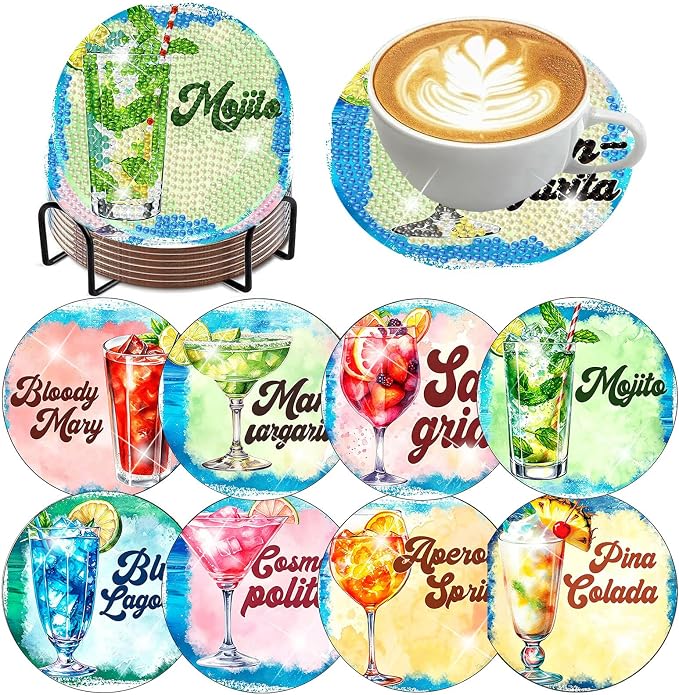 Benjenes 8PCS Diamond Art Coasters Kit