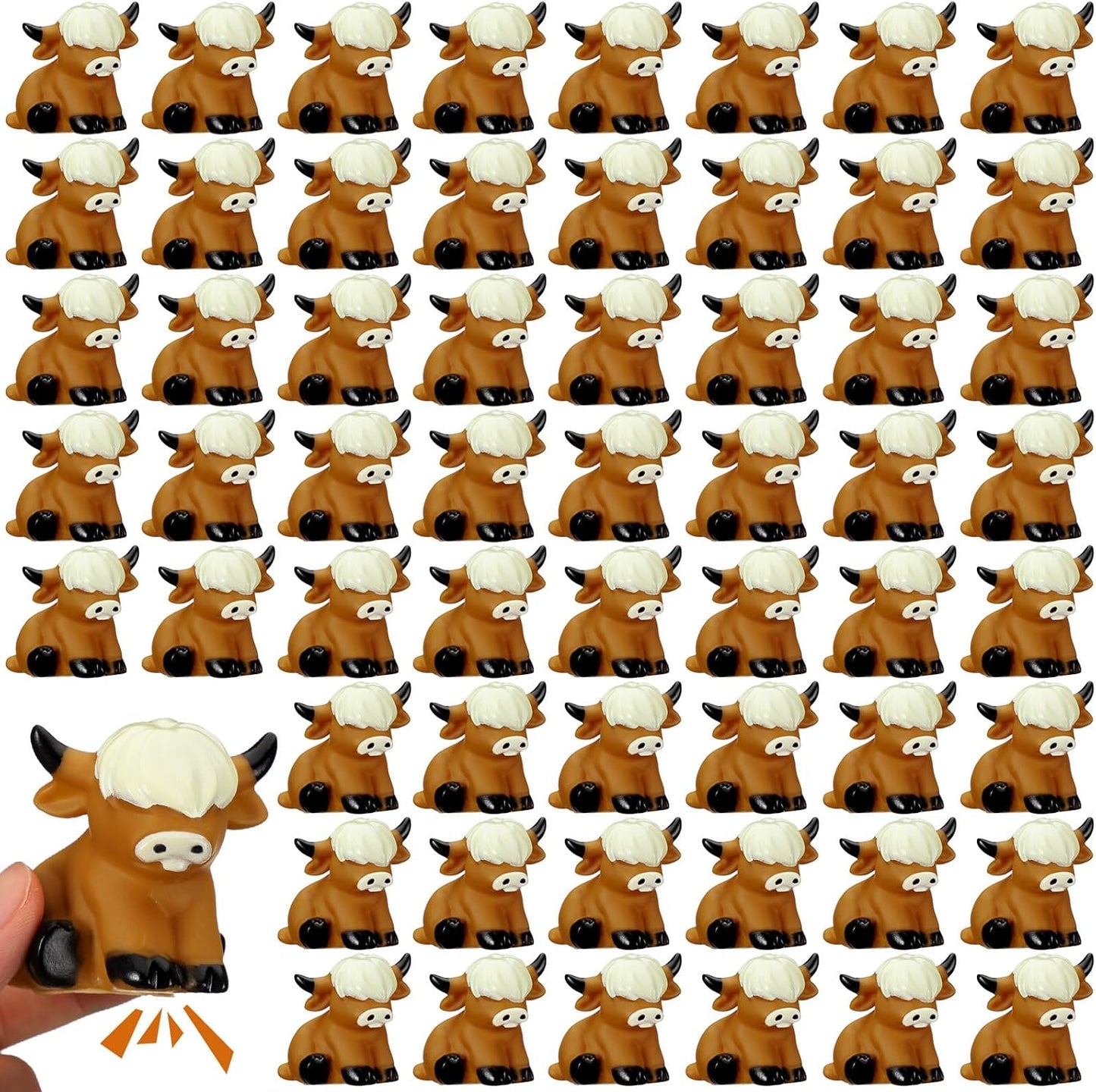 30 Pcs Highland Cow Floating Decorations Bath Rubber Water Squirting Highland Cow Squeaky Figurines Bulk Figurine Statues Decor for Spring Summer Birthday Party