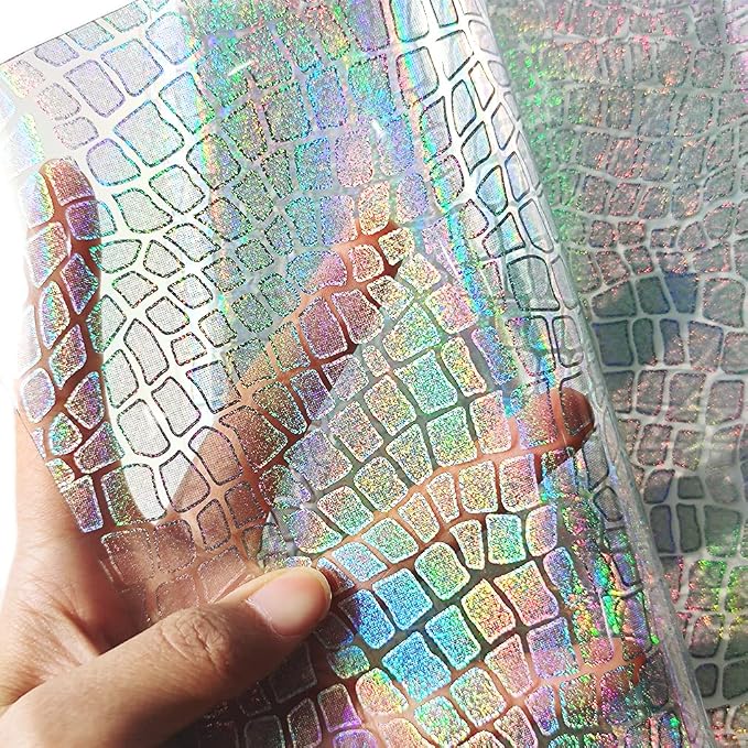 HYANG Transparent Stone PVC Super Clear Holographic Vinyl Faux Leather Sheets 1