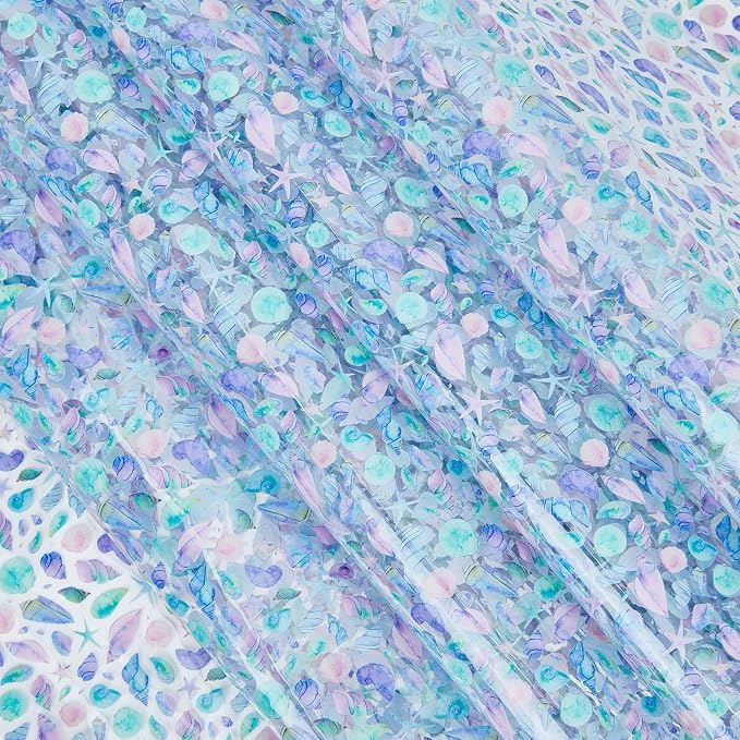 Printed TPU Jelly Faux Leather Fabric, 47.2 x 11.8 Inch Transparent Clear Jelly