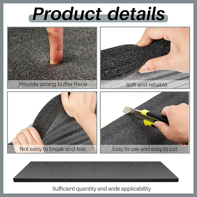 Ramede Customizable Polyethylene Foam Sheet 54 x 16 x 1.5 Inch Black Foam