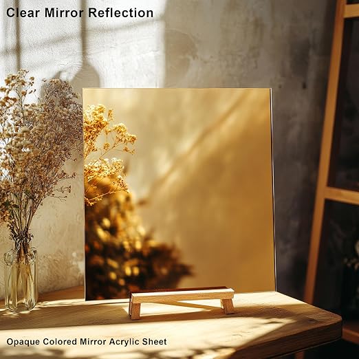 12x12 Inches Deep Gold Mirror Acrylic Sheet – 2 Pcs Reflective Acrylic Panel