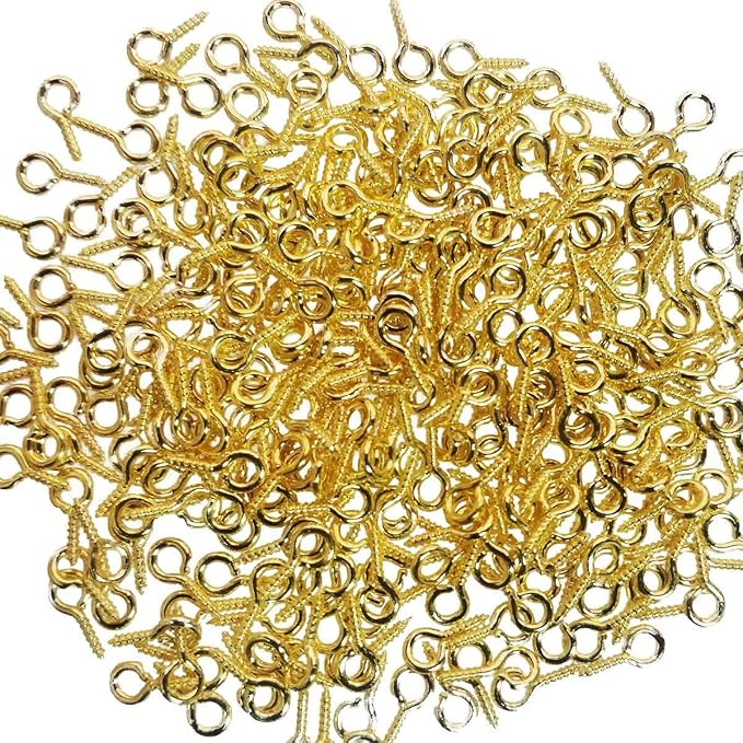 300PCS Mini Screw Eye Pin Pegs, 10 x 5mm Hooks, Self Tapping Screws
