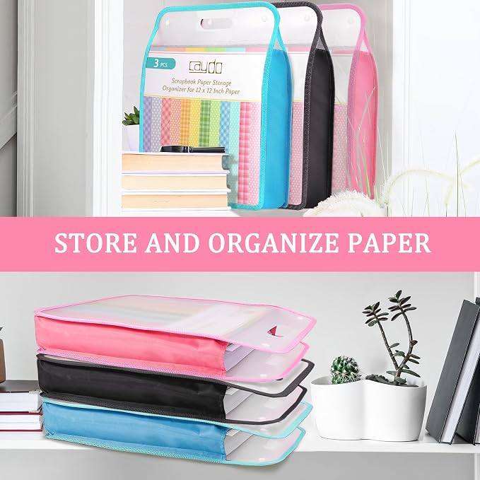 Caydo 3 Pack Scrapbook Paper Storage, Vinyl Paper