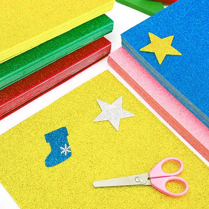 10 Sheets Glitter Cardstock Paper Self-adhesive Backs 30 X 20cm A4 Paper