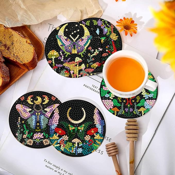 EWJRNSF 10 PCS Butterfly Diamond Art Coasters Kit