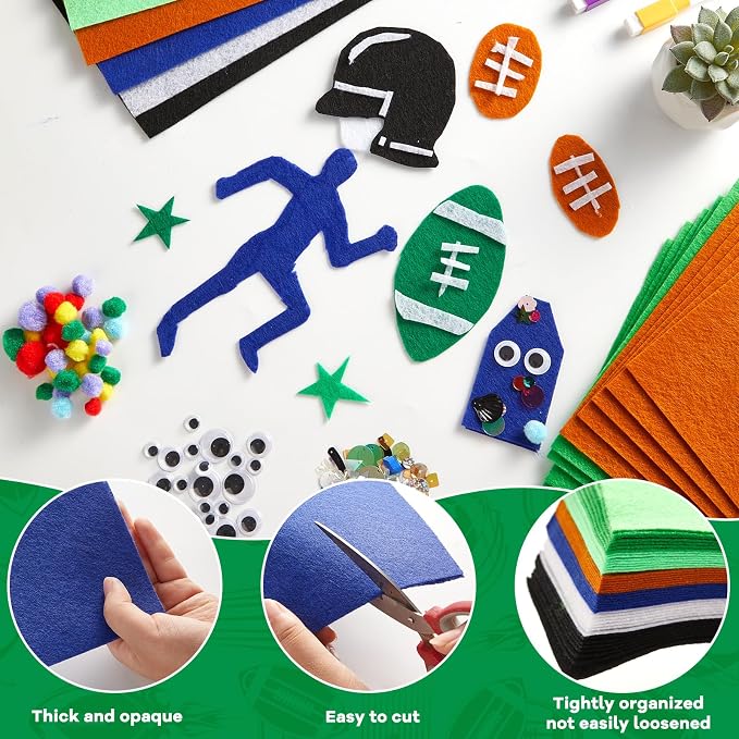 gisgfim 42Pcs Football Felt Fabric Sheets Craft Kit 8 x 12 Inch Green Brown