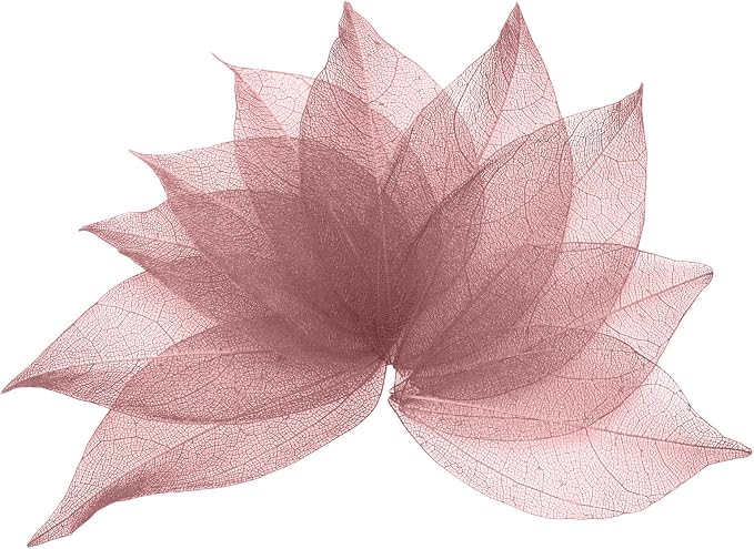 uxcell 100 Pcs Dark Pink Skeleton Leaves