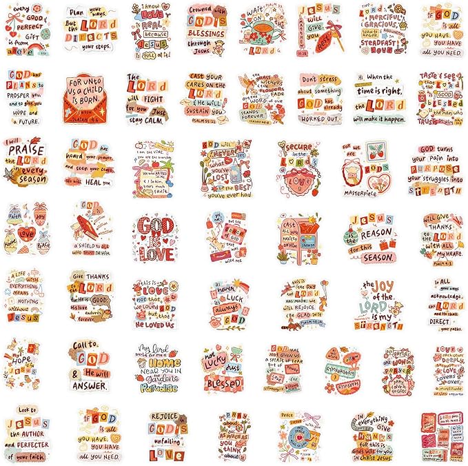 50 PCS Bible Verse Stickers for Scrapbooking Journaling Junk Journal Scrapbook