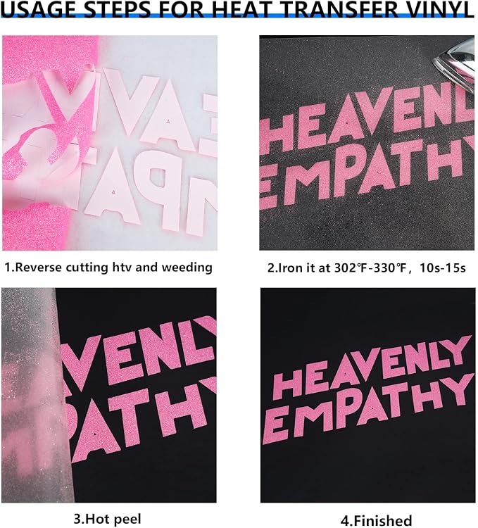 FUNKAKA Glitter Fluorescent Pink HTV Heat Transfer Vinyl Rolls, Glitter HTV