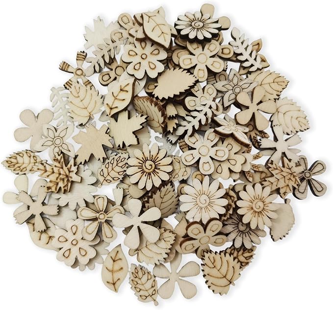 100 Pcs Unfinished Wooden Cutouts