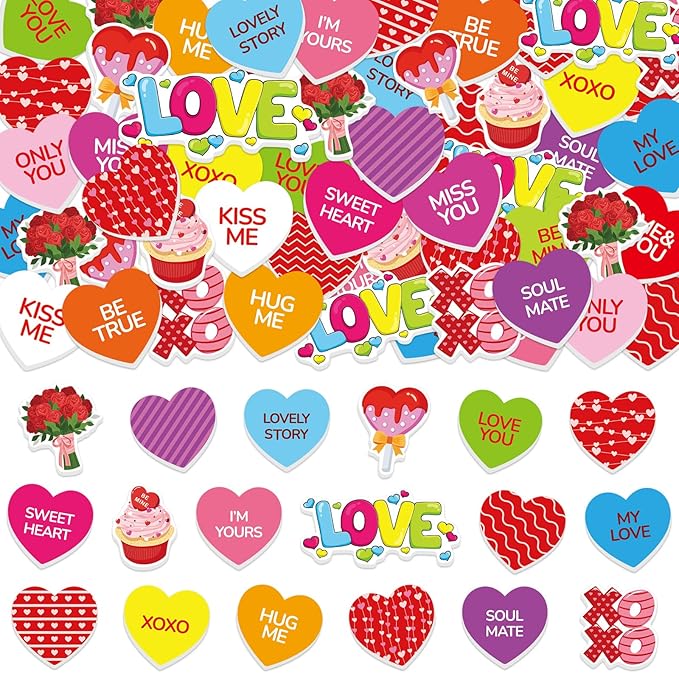 300Pcs Valentine's Day Foam Stickers, Self-Adhesive Heart Foam Stickers