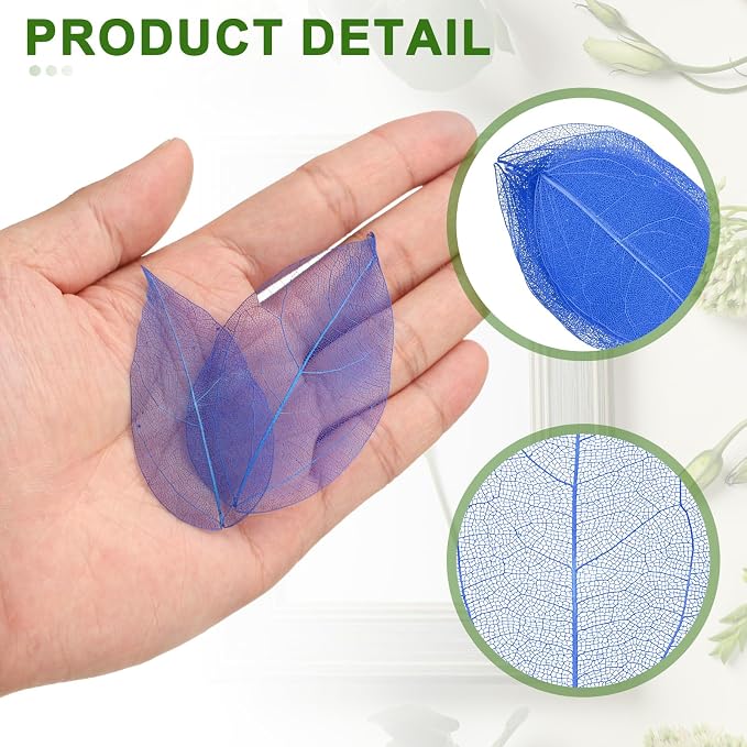 uxcell 100 Pcs Dark Blue Skeleton Leaves