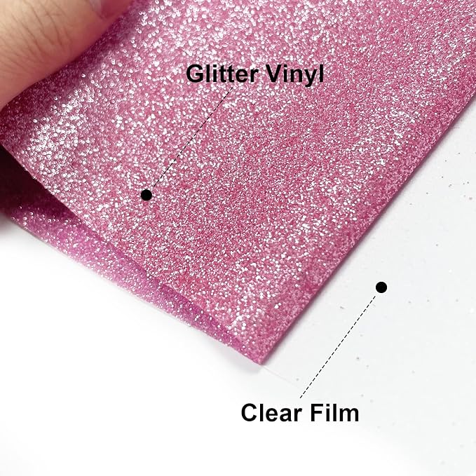Efuncro- Pink Glitter HTV 12'' x 8ft Heat Transfer Vinyl, Iron on