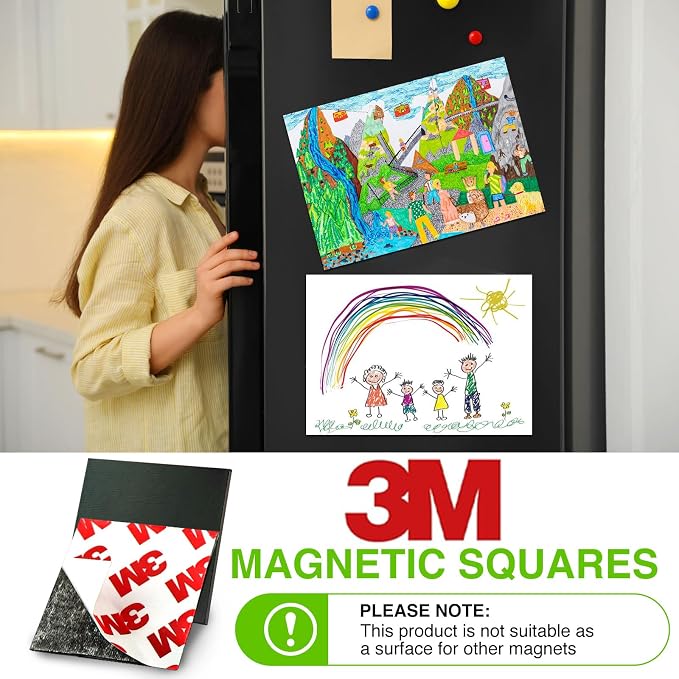 Stick On Magnets with Double Sided Adhesive Tape, Magnet Squares 2"x2"