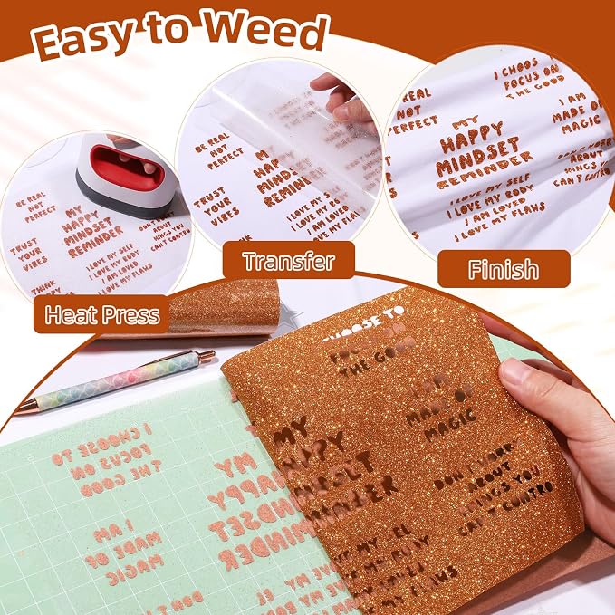 WRAPXPERT Orange Glitter Heat Transfer Vinyl, Sparkle Iron on Vinyl