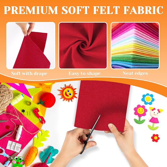 IONTACH 9" X 12" Soft Felt Sheets 1.6mm Thick | Felt Fabric
