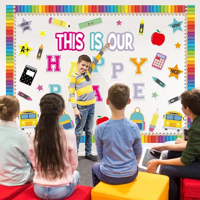 Mooliwe This is Our Happy Place Classroom Decor Welcome Back to School Bulletin
