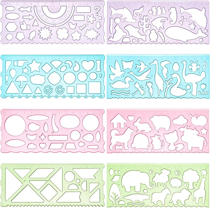 8PCS Drawing Stencils Set for Kids, Animal-Shaped Stencils Template Plastic