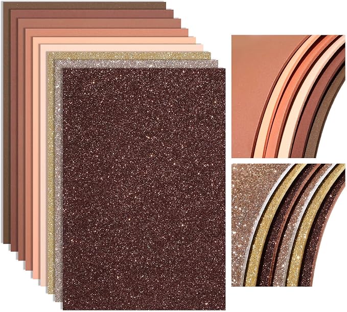 Feifeiya 48 Pack Glitter Foam Sheets Craft, 8 x 12 Inch Assorted Colors