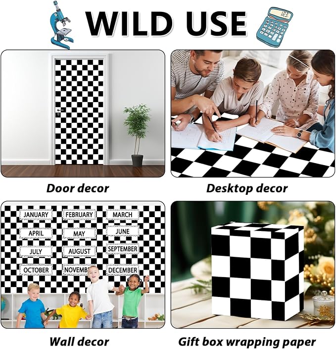 Black White Checkered Bulletin Board Paper Roll Black Plaid Bulletin Board