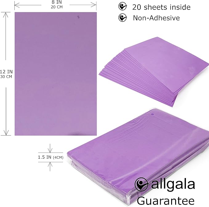 Allgala 20-Value-Pack EVA Foam Paper 8x12 Inch Sheets-Lavender-CF85313
