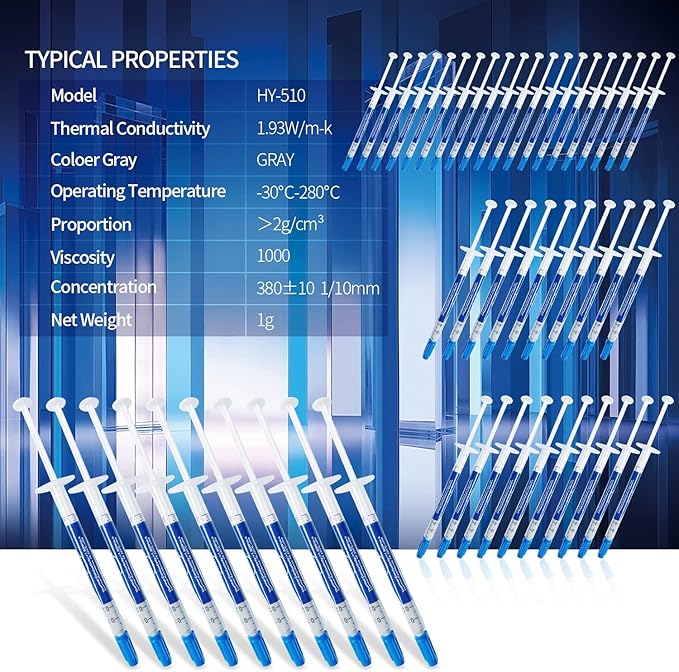 HY510-50PCS(1PCS-1g) CPU Thermal heatsink Paste Silicone Grease Compound Carbon Based High Performance Non-Conductive for pc CPU gpu PS4 50 Gram