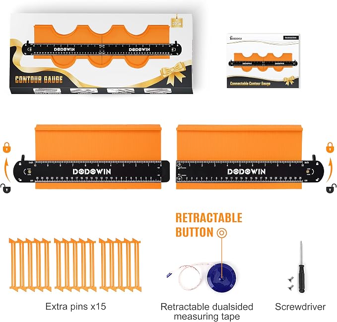 DODOWIN 20 Inch Connectable Contour Gauge, Gifts