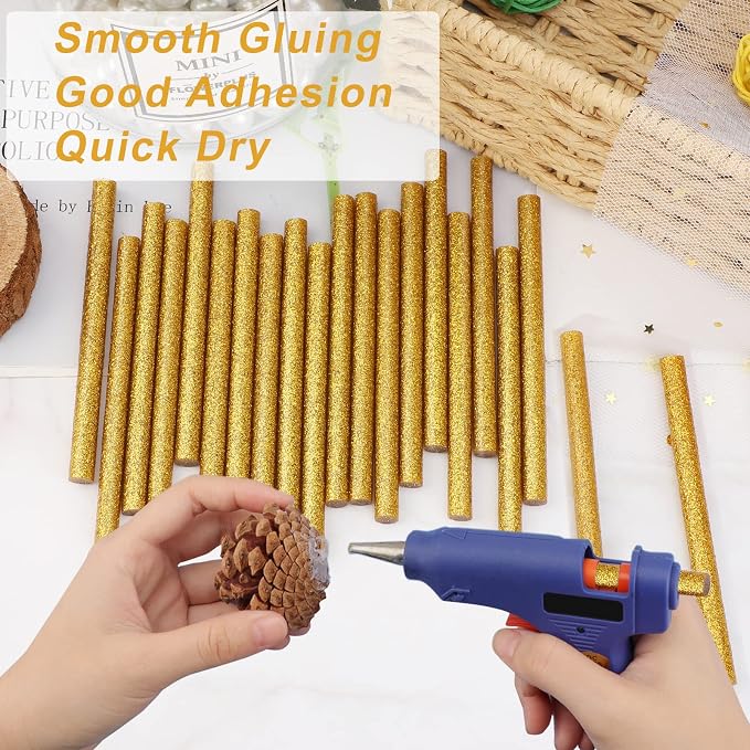 Manarty Glitter Gold Hot Glue Stick, Adhesive EVA Glue Sticks Standard