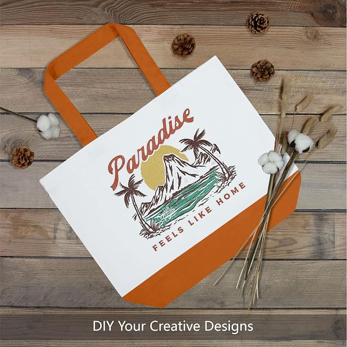 TOPDesign 3-Pack Super Strong Large 12oz Cotton Canvas Tote Bags, Reusable