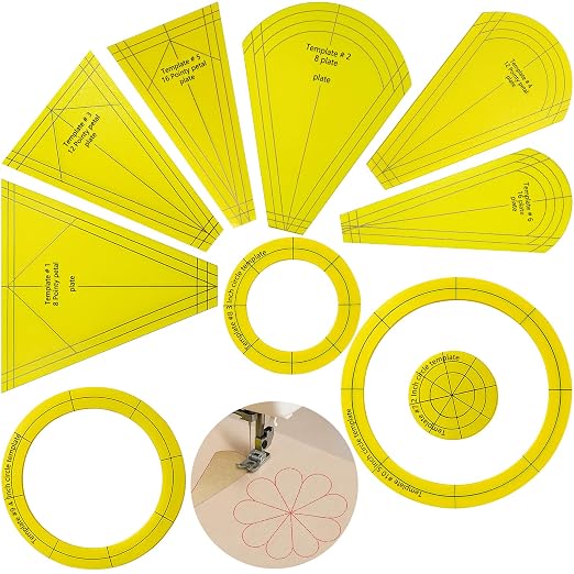 10Pcs Acrylic Quilting Template Ruler Set, Premium Sewing Machine Plate &