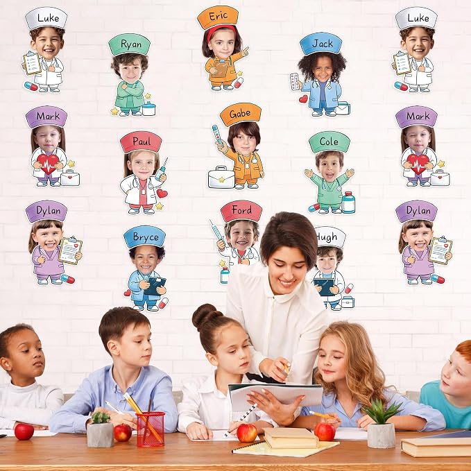 60pcs Nurse Theme DIY Cutouts Healthcare Bulletin Board Decorations Set Doctor