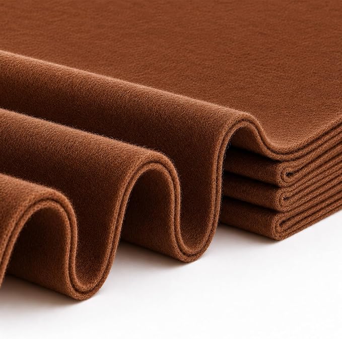 Warm Brown Large Felt Fabric 36" x 36", 1.4 mm Soft Felt Sheet, Nonwoven Fabric