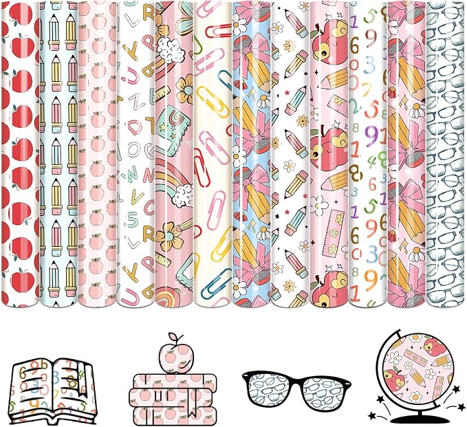 Tintnut Teacher Heat Transfer Vinyl, 12 Sheets 12"x10" Iron on Vinyl | School