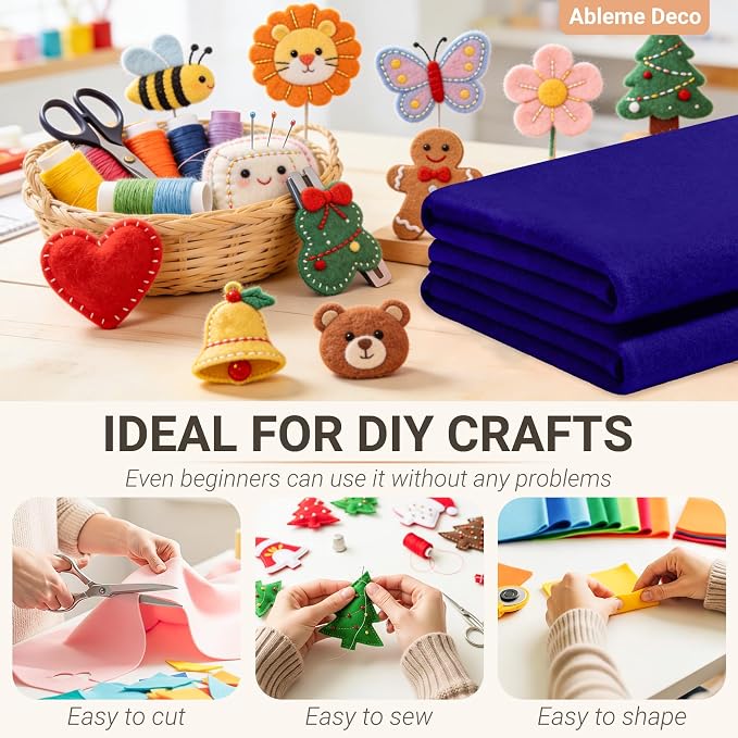 Felt Fabric Sheets 18" x 18" 1.6mm Soft Craft Felt, Royal Blue | Soft Precut