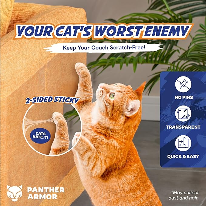 25 Pack Cat Scratch Furniture Protector Tape Sheets, Double-Sided Sticky