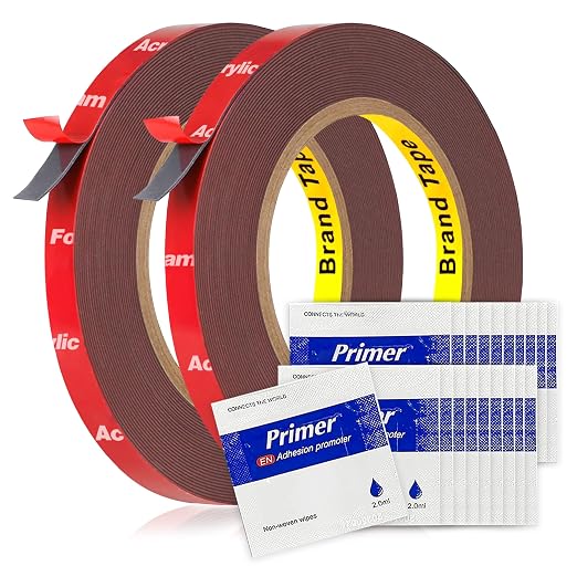 Tapsi Double Sided Tape Heavy Duty, 2 Rolls Automotive Foam Mounting Tape 0.4in