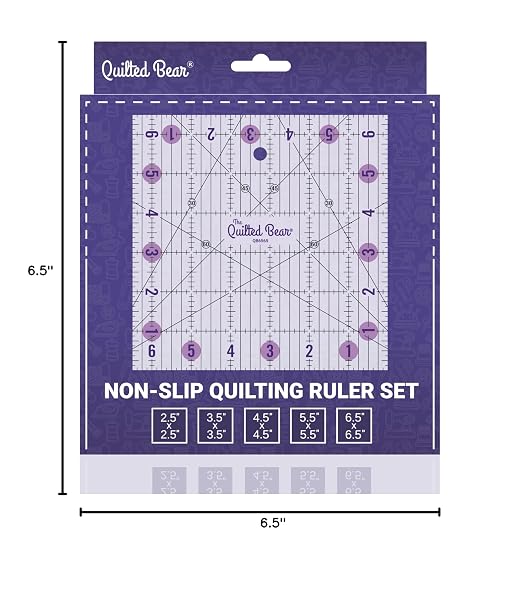 The Quilted Bear Small Quilting Ruler Bundle, 5.5" & 6.5" | 5 Square-Ruler