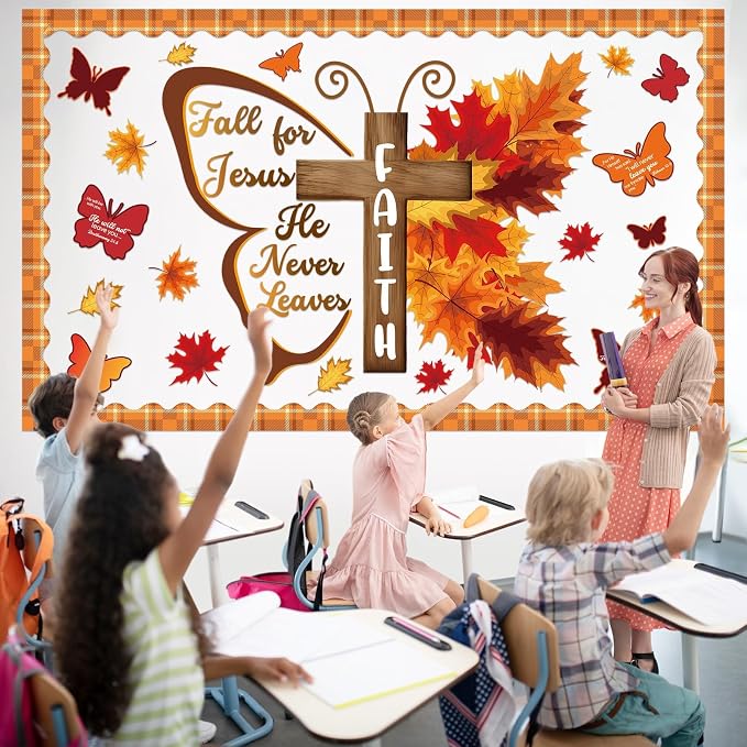 Religious Fall Bible Butterfly Bulletin Board Set Fall