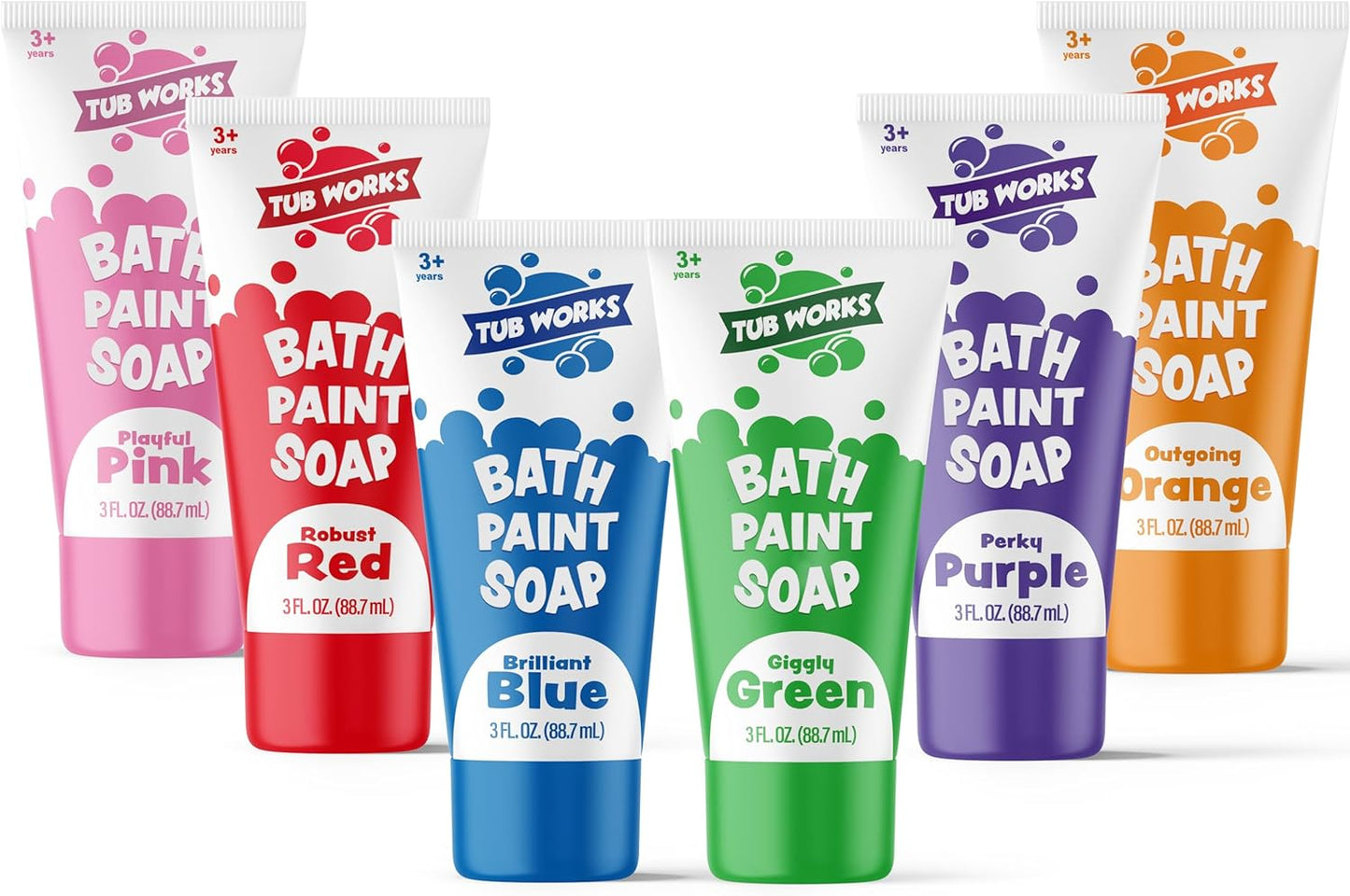 Tub Works® Bath Paint Soap Bath Toy, Classic 6 Pack | Non-Toxic | Washable Bathtub Paint for Finger Painting on Tub Walls | Ideal Toddler Bath Toys for Creative Play | Easy to Clean, Fun Bath Art