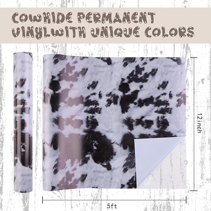 Tintnut Cow Cowhide Pattern Permanent Vinyl Adhesive Vinyl Roll 12in x 5ft |