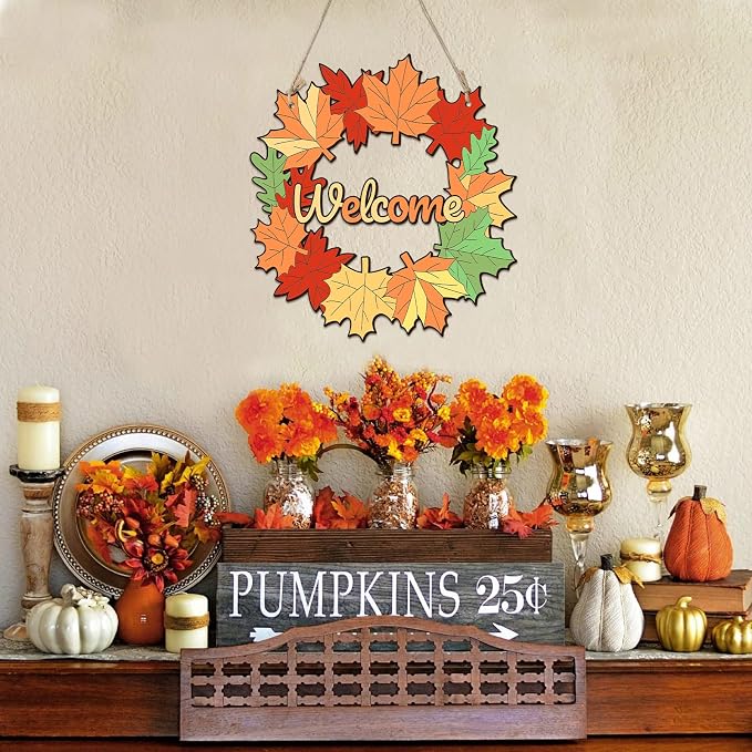 Unfinished Fall Wreaths Wood Crafts to Paint Set of 3, Unfinished Wood Cutouts