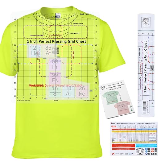 Heat Press Safe T-Shirt Ruler Guide, Neck and Chest Placement