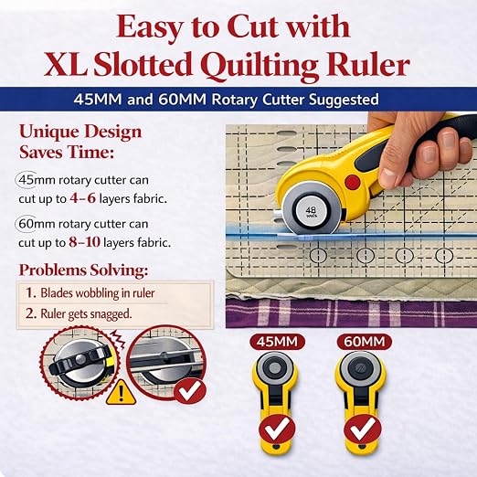 Upgrade 17-3/4 x 22" Slotted Quilting Ruler