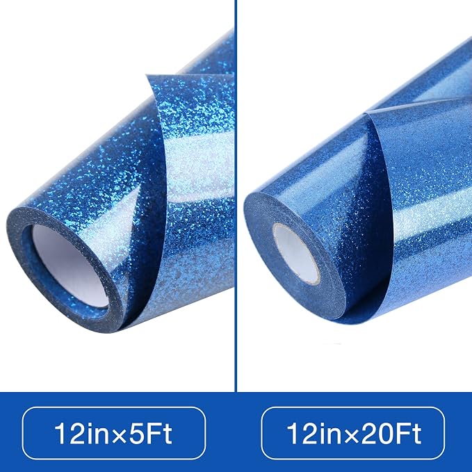 TORC Royal Blue Glitter HTV Heat Transfer Vinyl Roll 12 inch x 20 ft Iron on