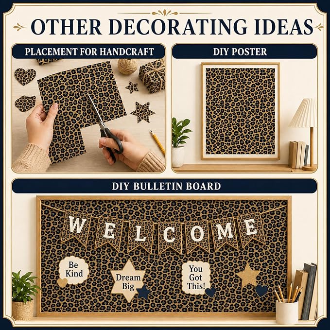 Leopard Print Bulletin Board Paper Roll Cheetah Bulletin Board Background Paper