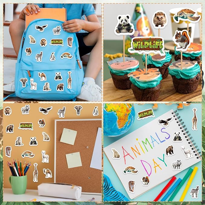 300Pcs Animals Foam Stickers, Self-Adhesive Cartoon Jungle Animals Foam Sticker
